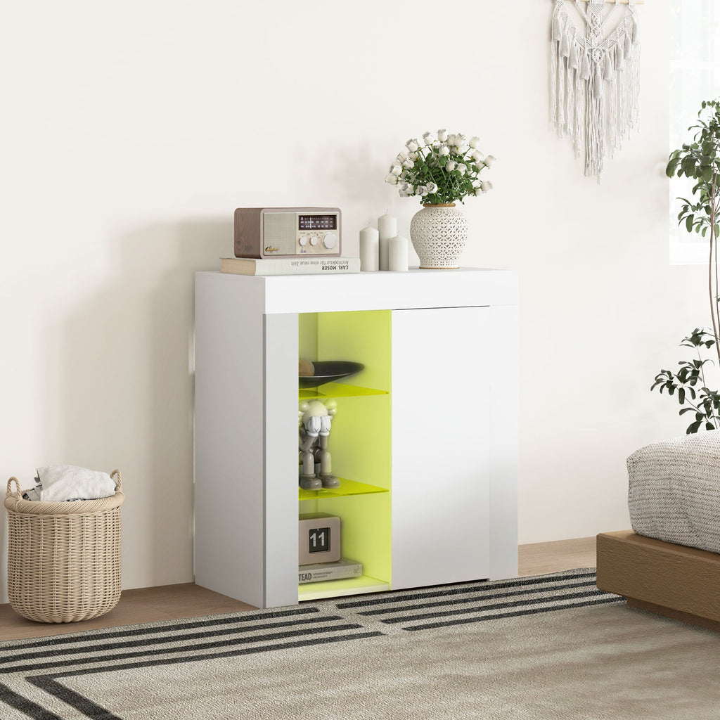 EasyComfort Opbergkast met LED, 3 planken & 2-deurs kast, 75x40.1x83 cm, wit