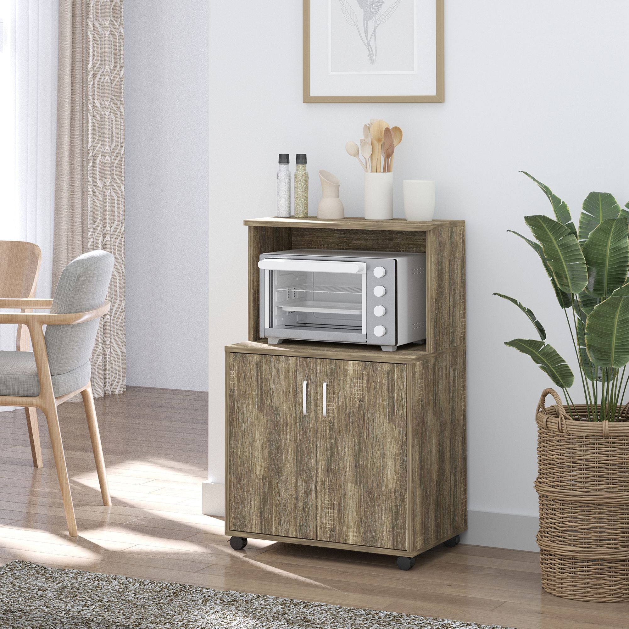 EasyComfort Multifunctioneel keukenkastje met wielen 60,4x40,3x97 cm