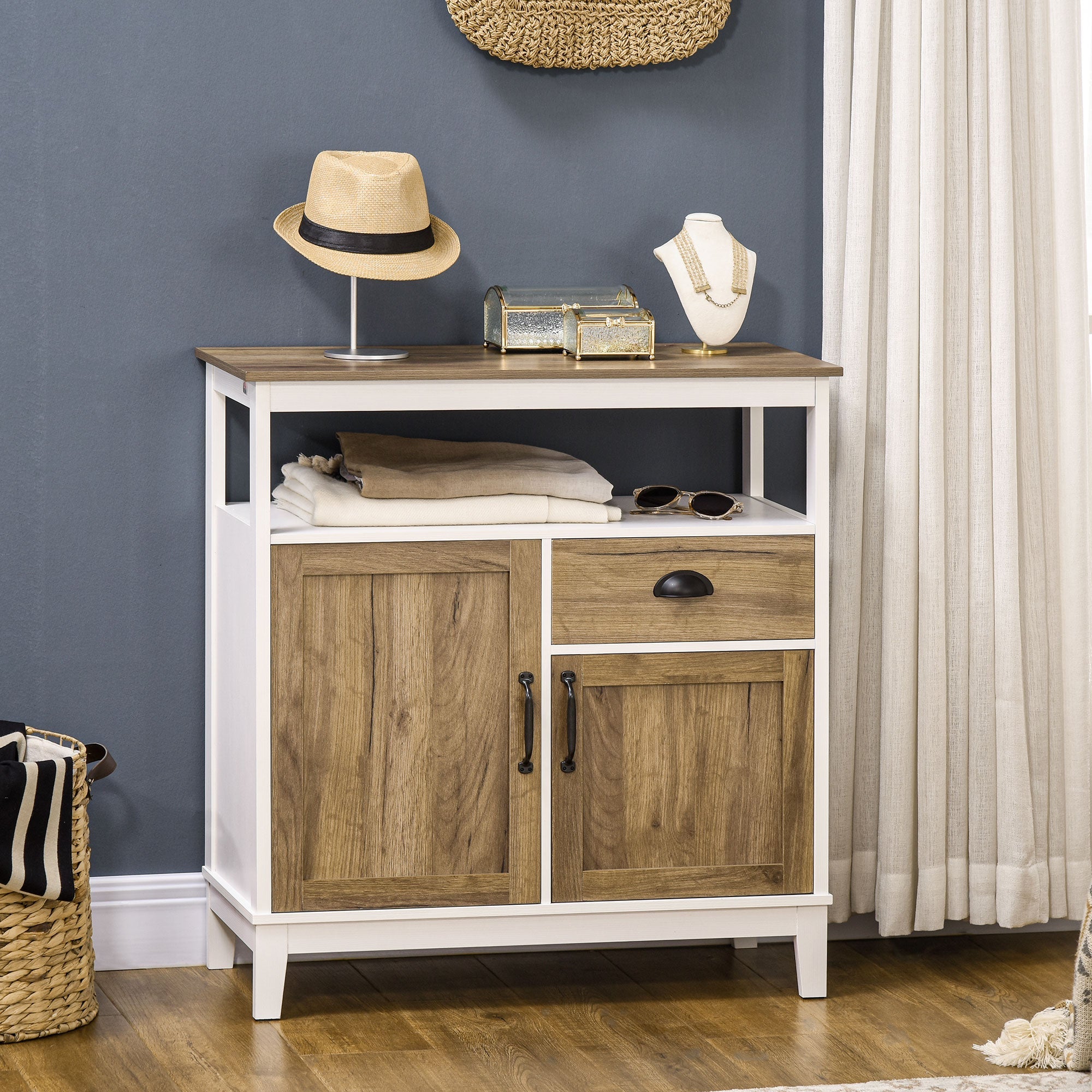 EasyComfort Keukenmeubel rustiek met kastjes en lade 76.6x35x81.5 cm