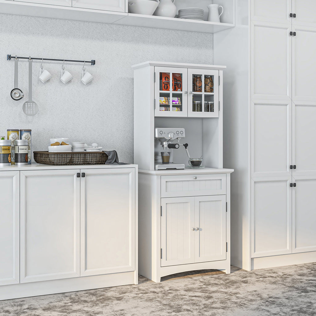 Easycomfort Mobile Dispensa Alto with 2 Armadietti, Ripiani Regolabili e Piano d'Appoggio, in MDF, 68.6x40x164 cm, white