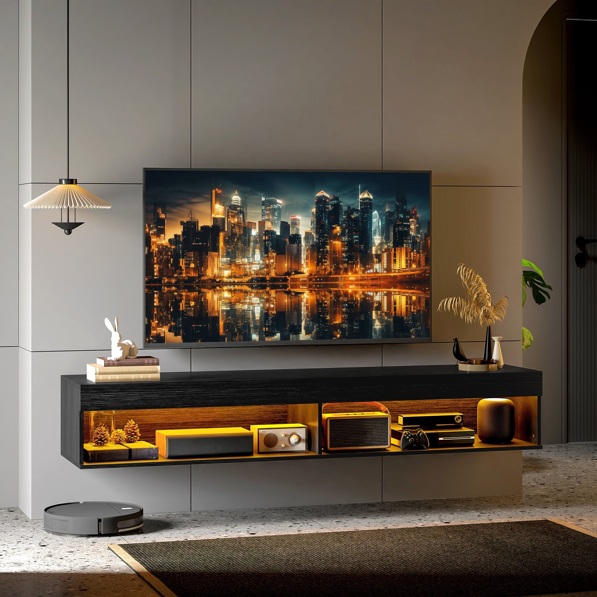 EasyComfort TV-meubel hangend voor 75" 180x40x30 cm, zwart
