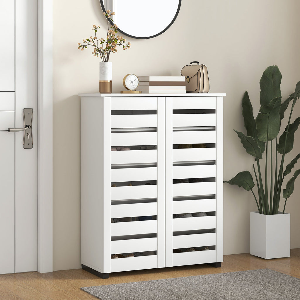EasyComfort 5‑niveau schoenenkast, 4 verstelbare planken, 76x33x98 cm, wit