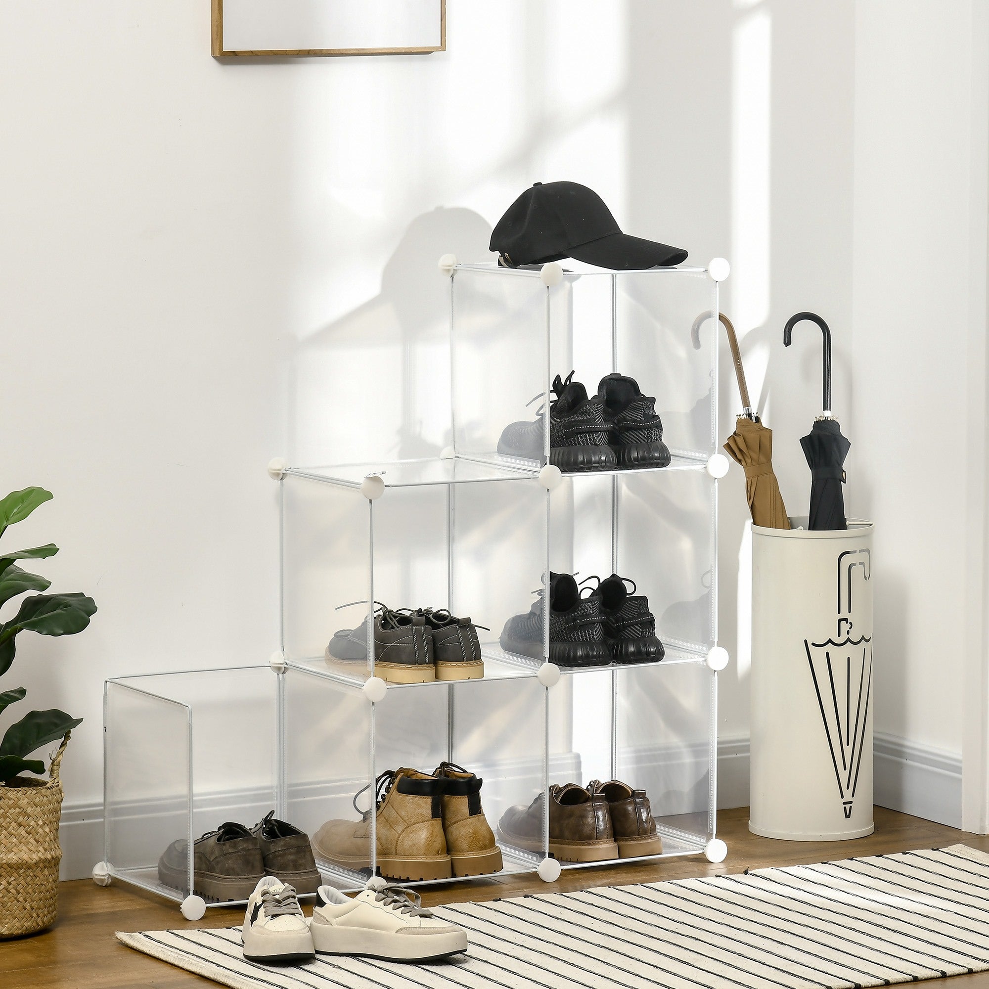 EasyComfort modulaire schoenenkast 6 kubussen transparant