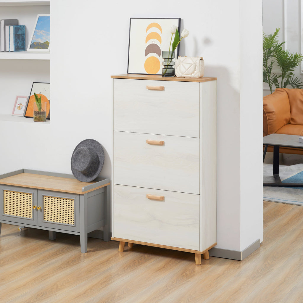 Easycomfort Mobile Scarpiera Salvaspazio in Truciolato with 3 Cassetti e 2 Ripiani Interni Regolabili, 70x23.5x122 cm, white