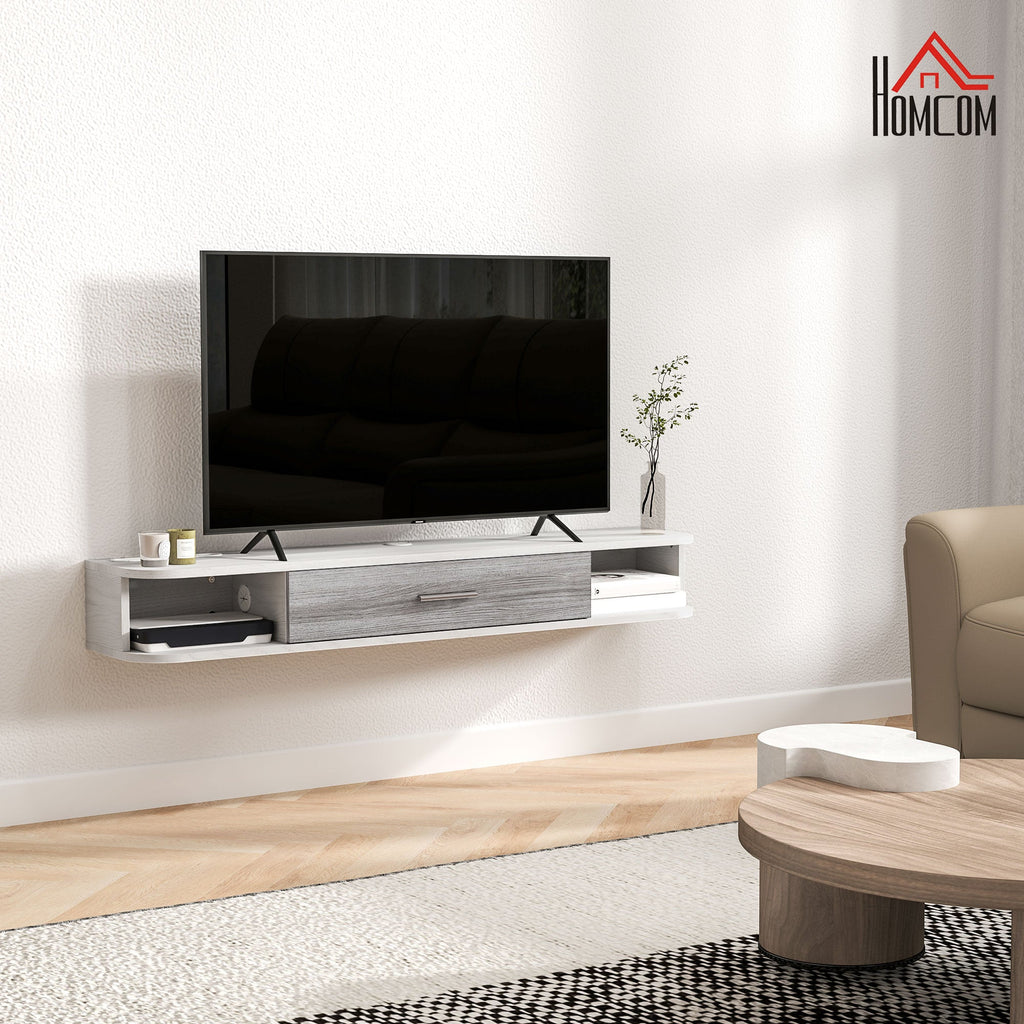 EasyComfort TV-wandmeubel 120x26x16 cm, wit/grijs