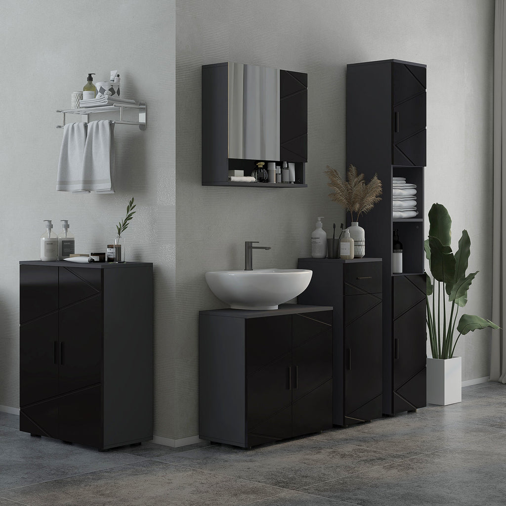 EasyComfort Mobiletto Badkamerkast 30x30x82 cm zwart/donkergrijs