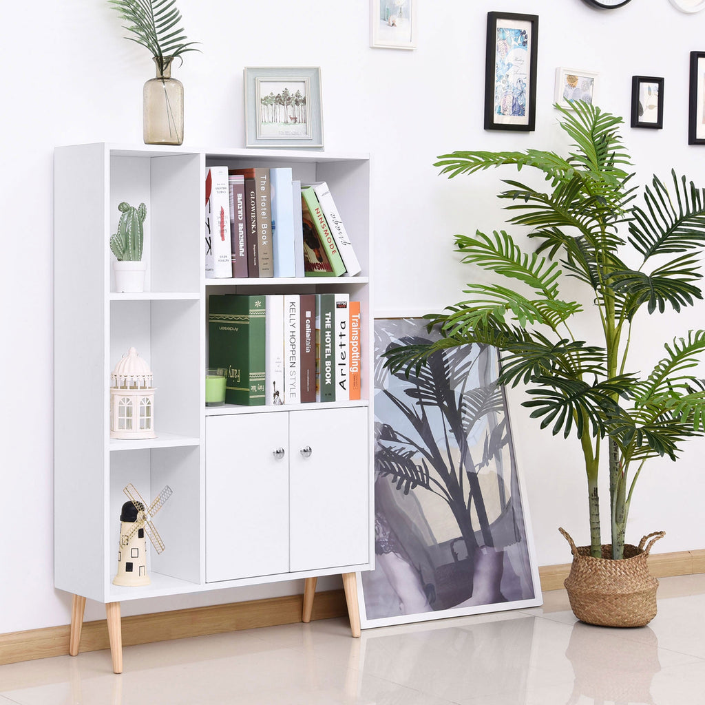 EasyComfort Boekenkast met dennenhouten pootjes wit 80x23.5x118 cm