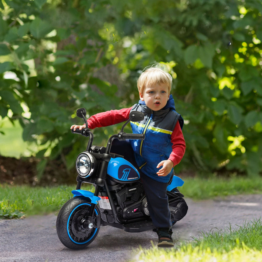 Easycomfort Moto Elettrica per Bambini 18-36 Mesi in PP e Metallo with Rotelle e Fanale, 76x42x57 cm, Blu e black