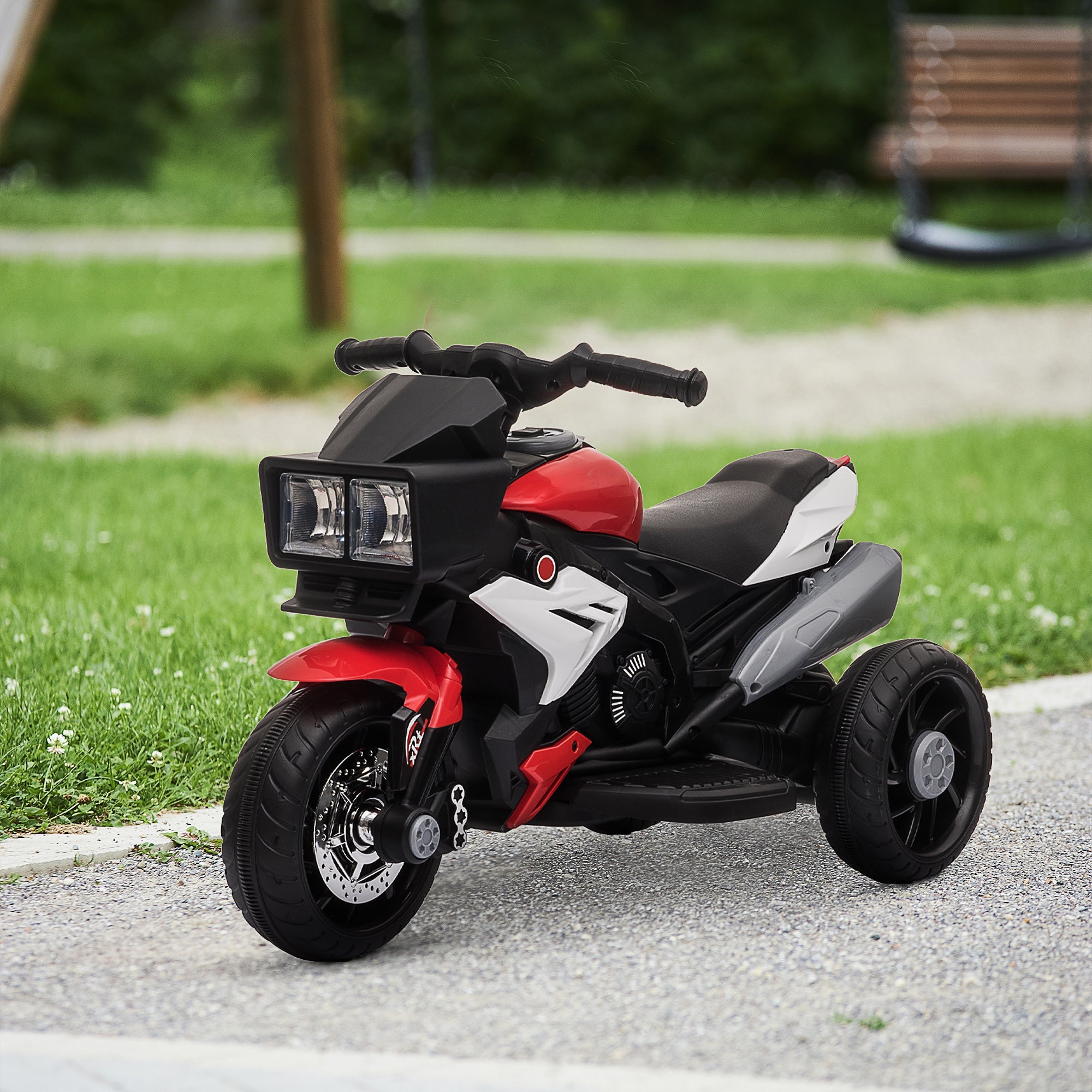 Easycomfort Moto Elettrica per Bambini 3-5 Anni (max. 25kg) with 3 Ruote, Luci e Suoni, Batteria 6V, Rosso, 86x42x52cm