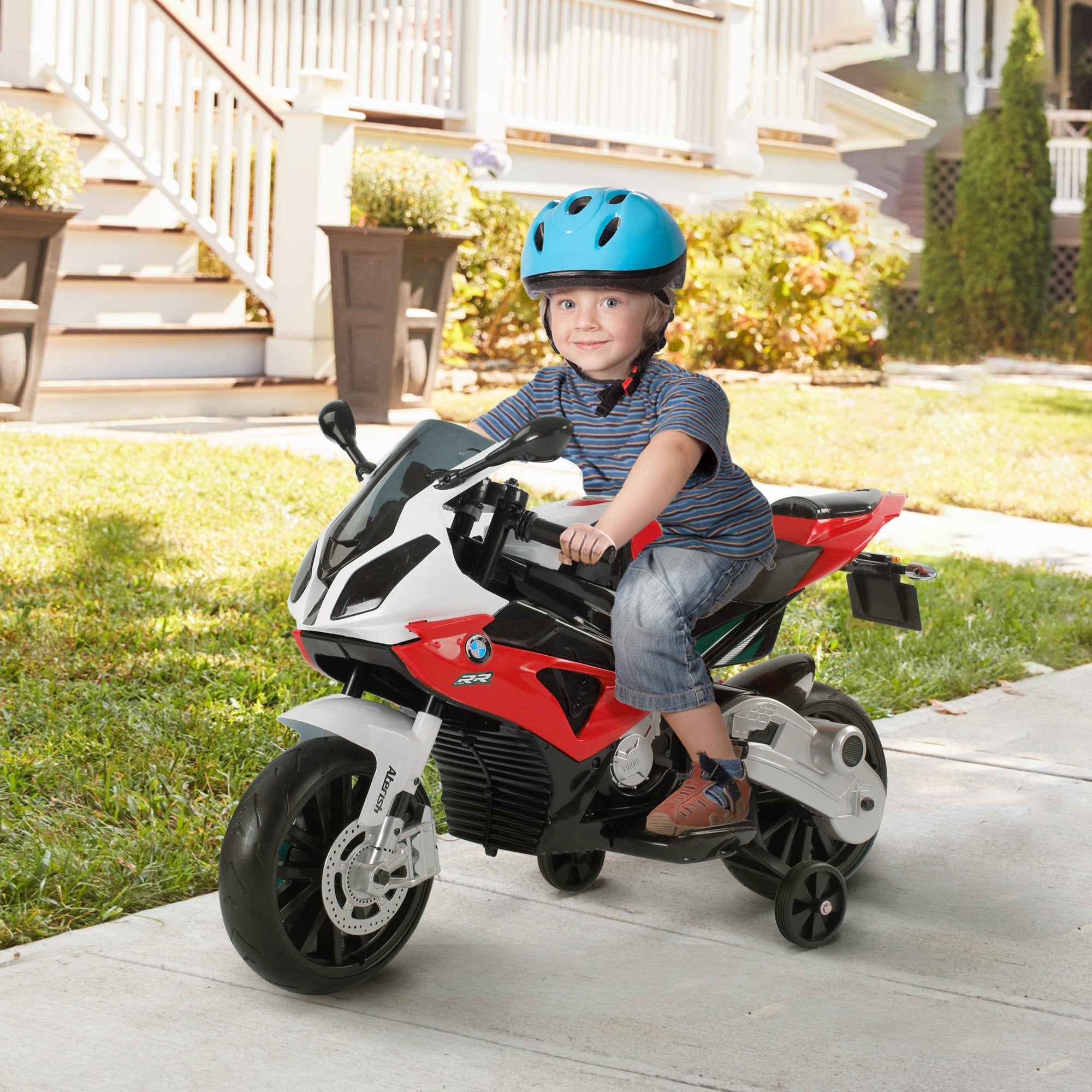 Easycomfort Moto Elettrica per Bambini 3-8 Anni with Licenza BMW, Batteria 12V, Rotelle e Luci, 110x47x69 cm