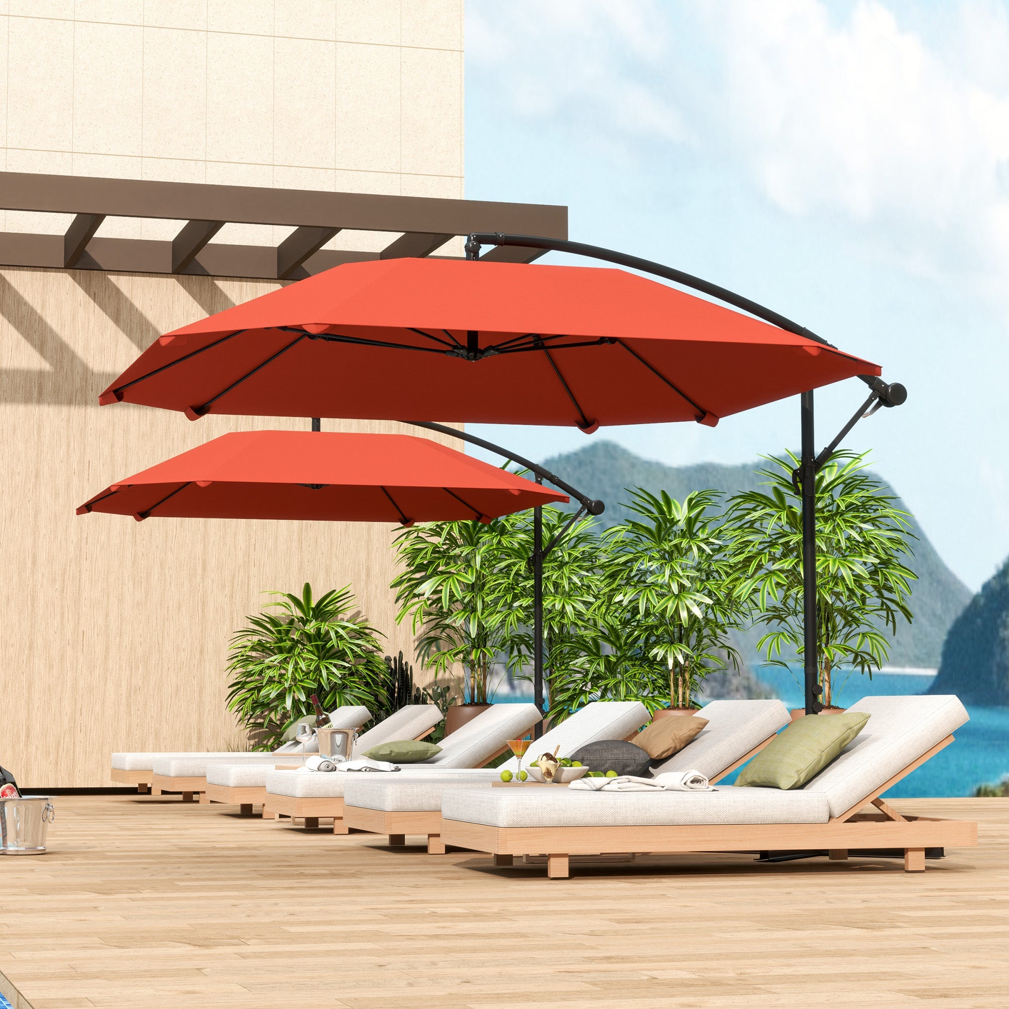 EasyComfort Ombrellone a Sbalzo Parasol 260x304x245 cm Bordeaux