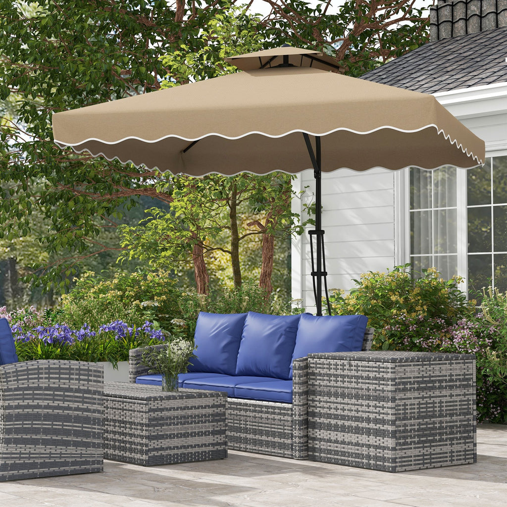 EasyComfort Uitkragende parasol 243x243 cm, dubbel dak, kaki