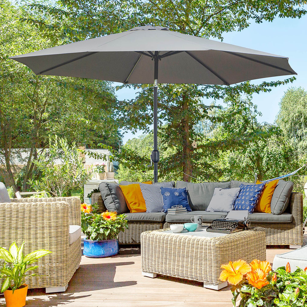 Easycomfort Ombrellone da Giardino 3x2.5 m Inclinabile, with Manovella, in Metallo e Poliestere Grigio Scuro