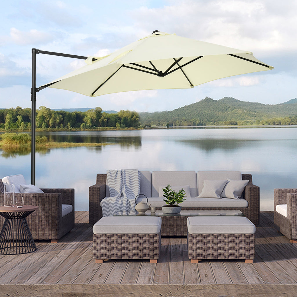 EasyComfort 2.6x2.5 m zweefparasol met 360° rotatie, beige