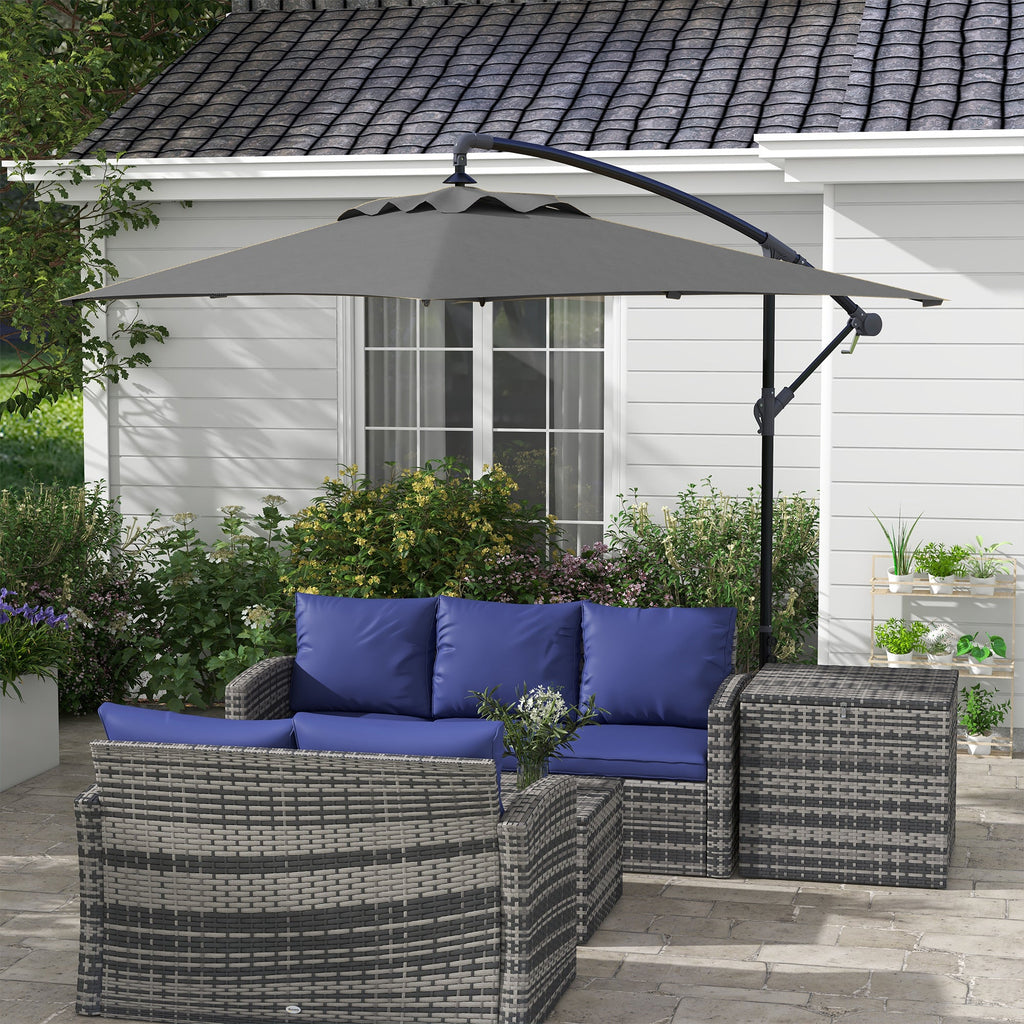 EasyComfort Decentrische zweefparasol 294×193 cm, grijs