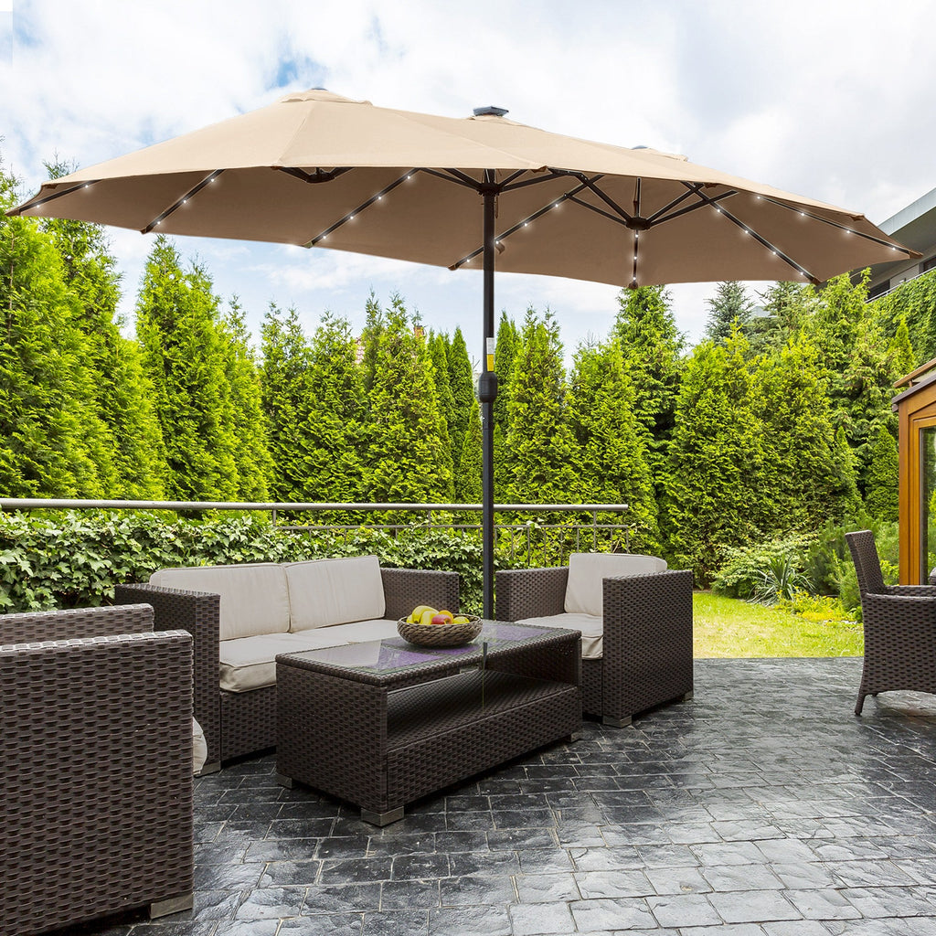 EasyComfort Dubbele tuinparasol 4.5 m met 48 LED