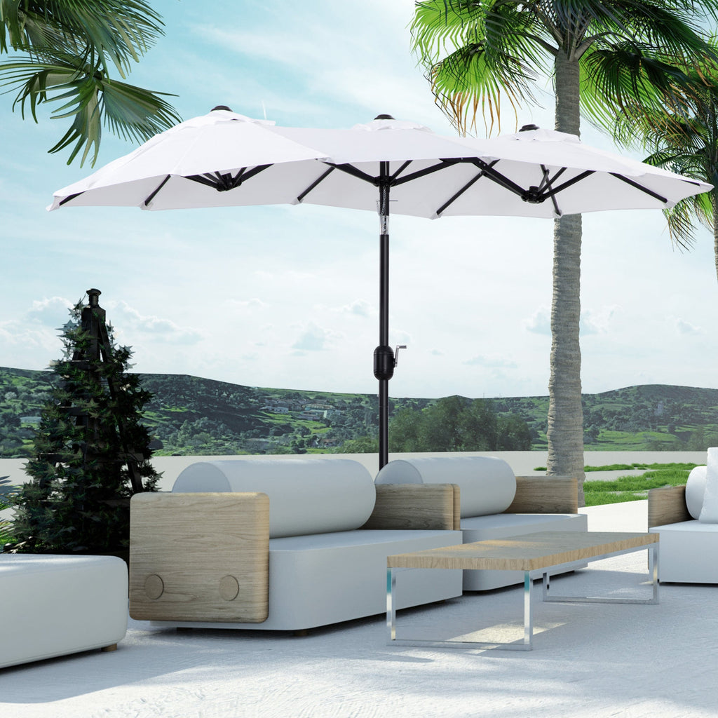 Easycomfort Ombrellone da Giardino Doppio Inclinabile with Apertura a Manovella, 295x152x222cm, white