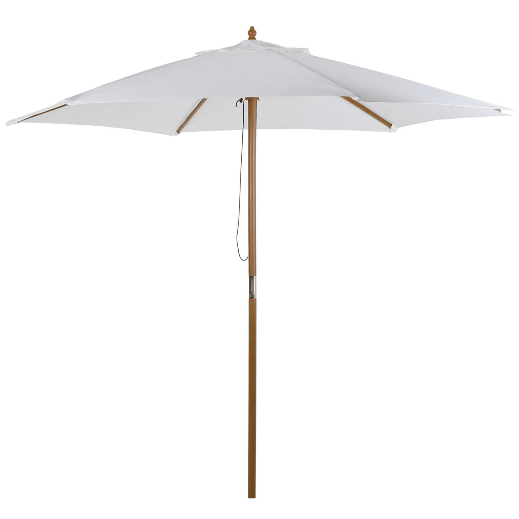 EASYCOMFORT Bamboo Garden Umbrella, Cream White, Ø250 x 230cm