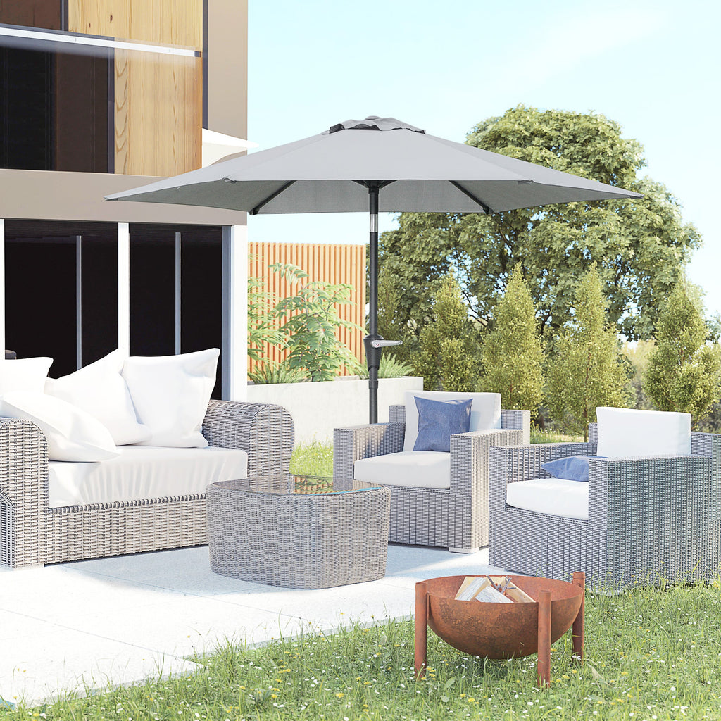 EasyComfort Parasol kantelbaar 2.3x2m met slinger en 6 baleinen, grijs