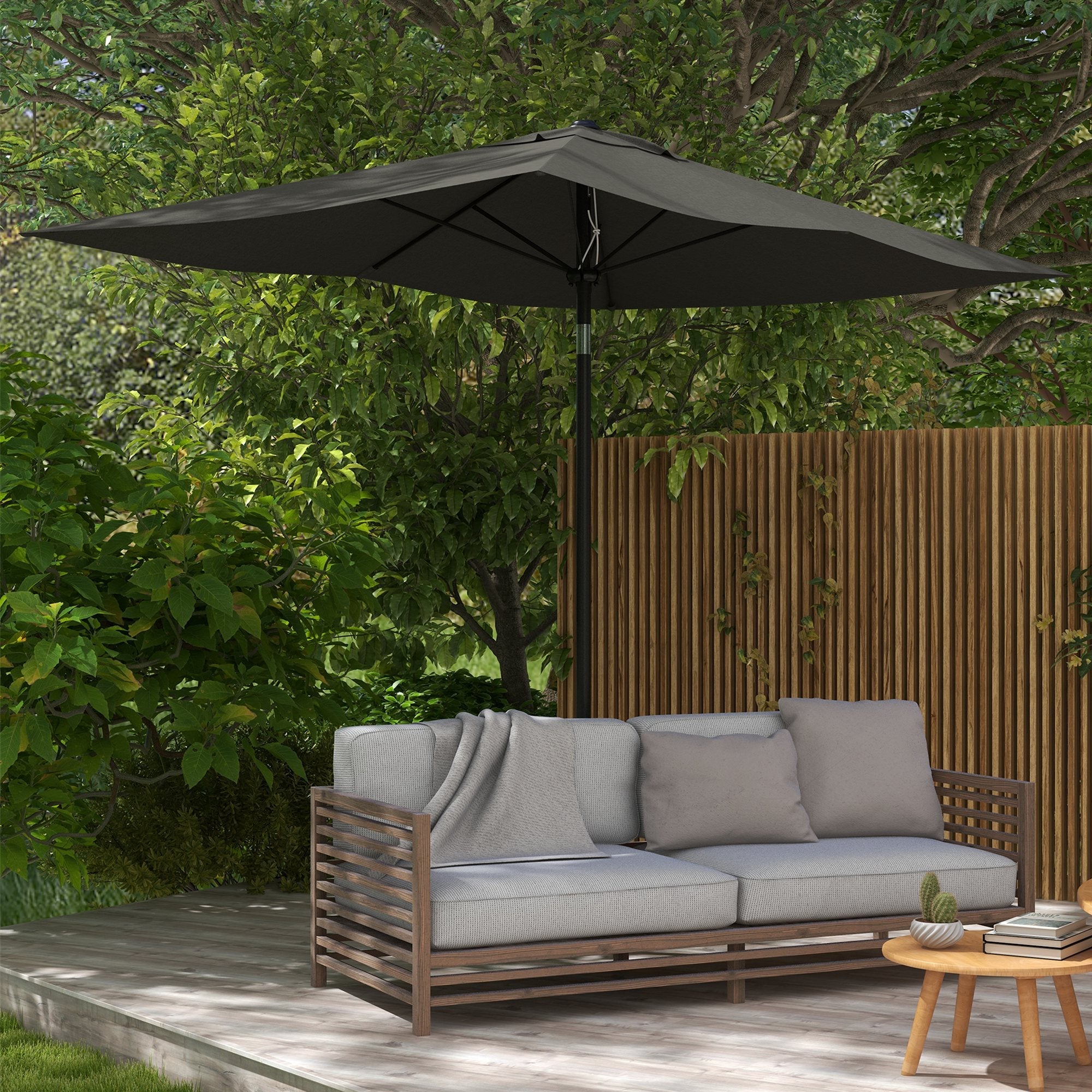 EasyComfort Ombrellone da Giardino Rettangolare 2x3 m Inclinabile with Apertura a Manovella, Grigio