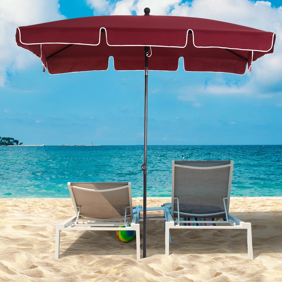 EasyComfort Tuinparasol rechthoekig 198x130x245 cm, wijnrood