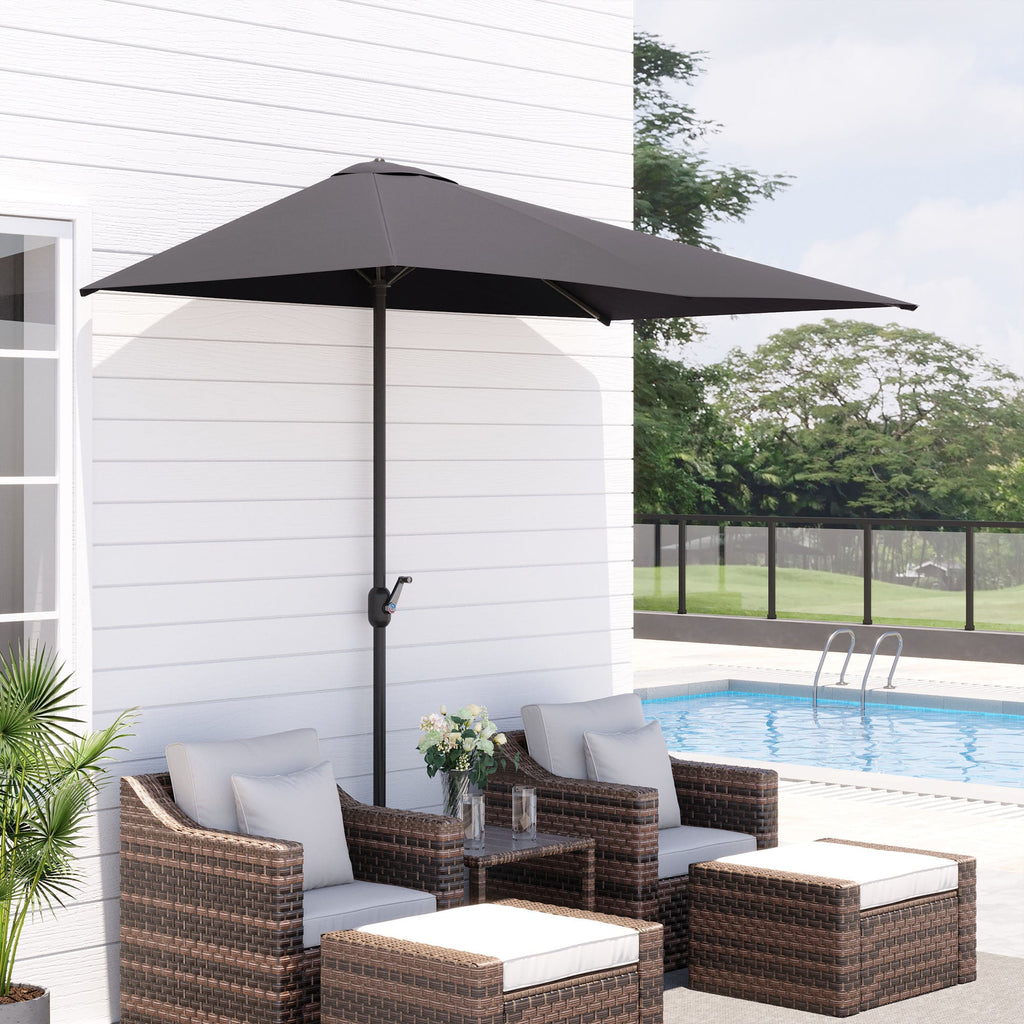 EasyComfort Ombrellone da Parete Mezzaluna Salvaspazio with Apertura a Manovella, Grigio
