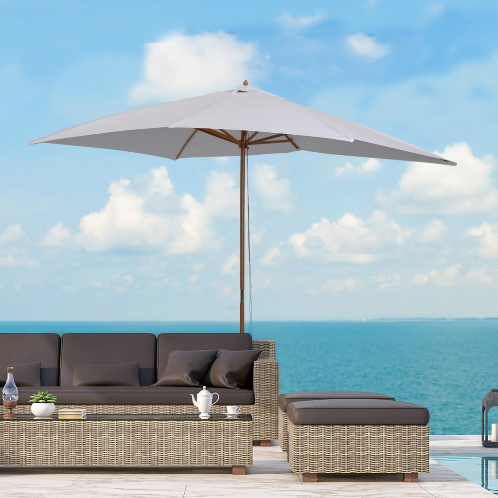 EasyComfort Ombrellone m da Giardino 2x3 in Legno Laccato with Copertura Rimovibile, white