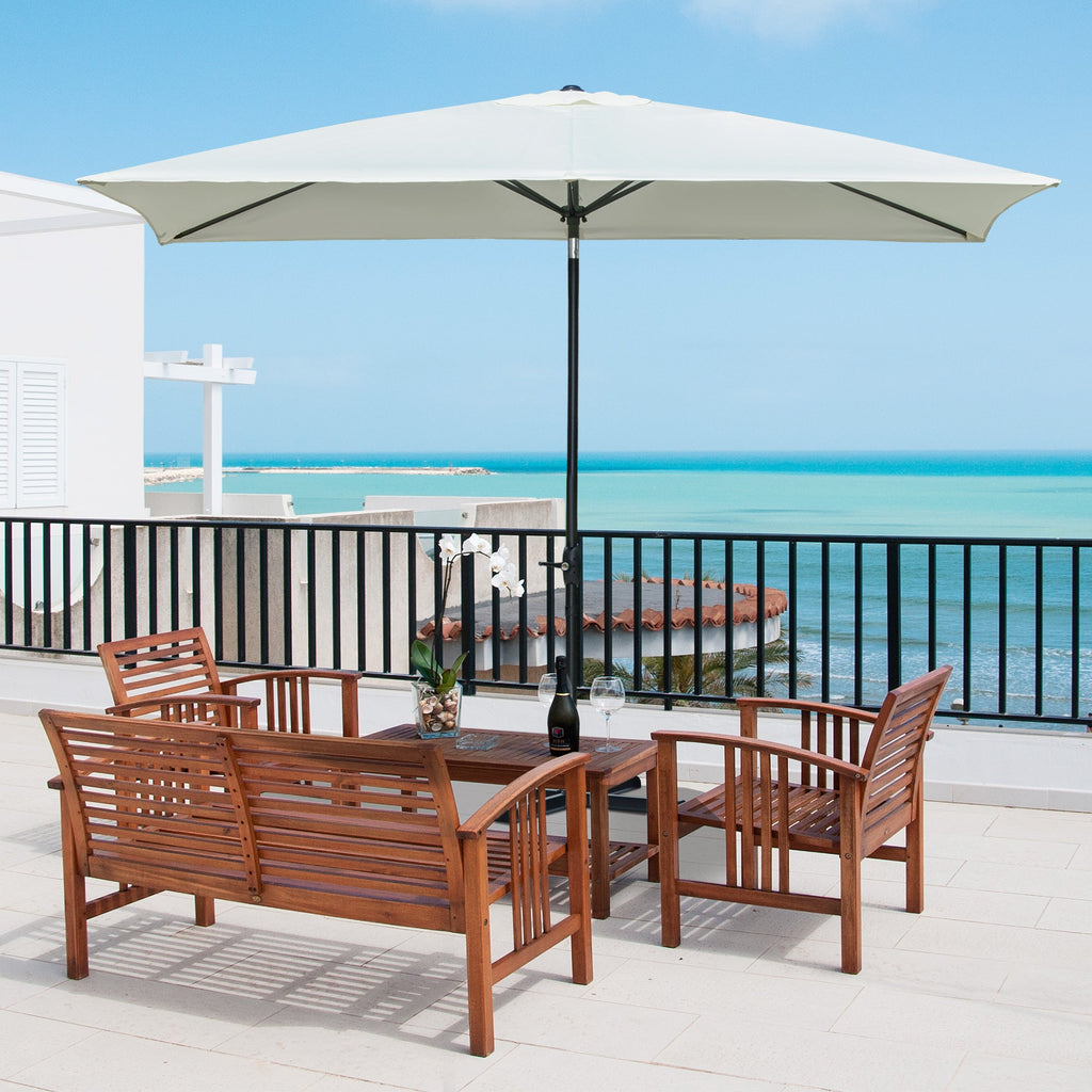 Easycomfort Ombrellone Rettangolare 2x3 m da Giardino with Apertura a Manovella e Inclinazione Regolabile, Beige