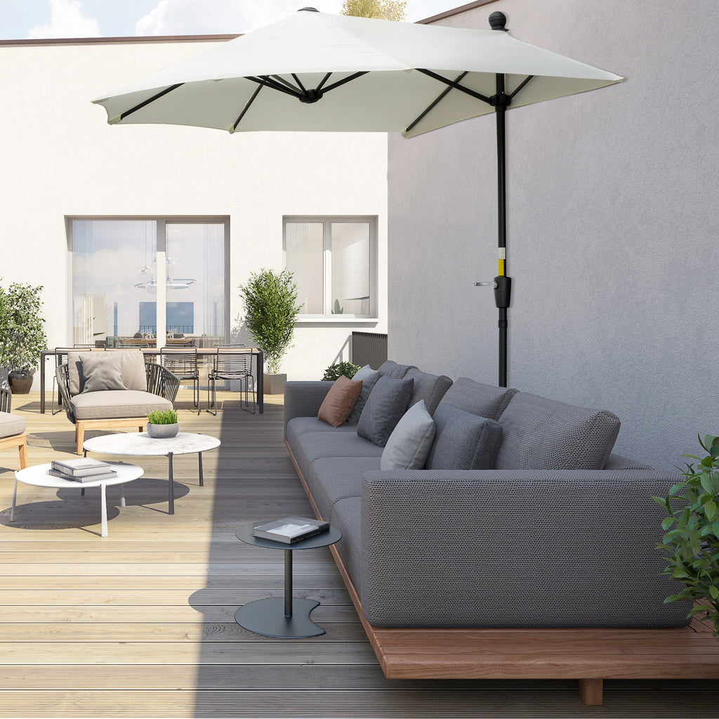 EasyComfort Ombrellone Semicircolare with Manovella e Tettuccio Anti UV, 200x190x240 cm, Crema
