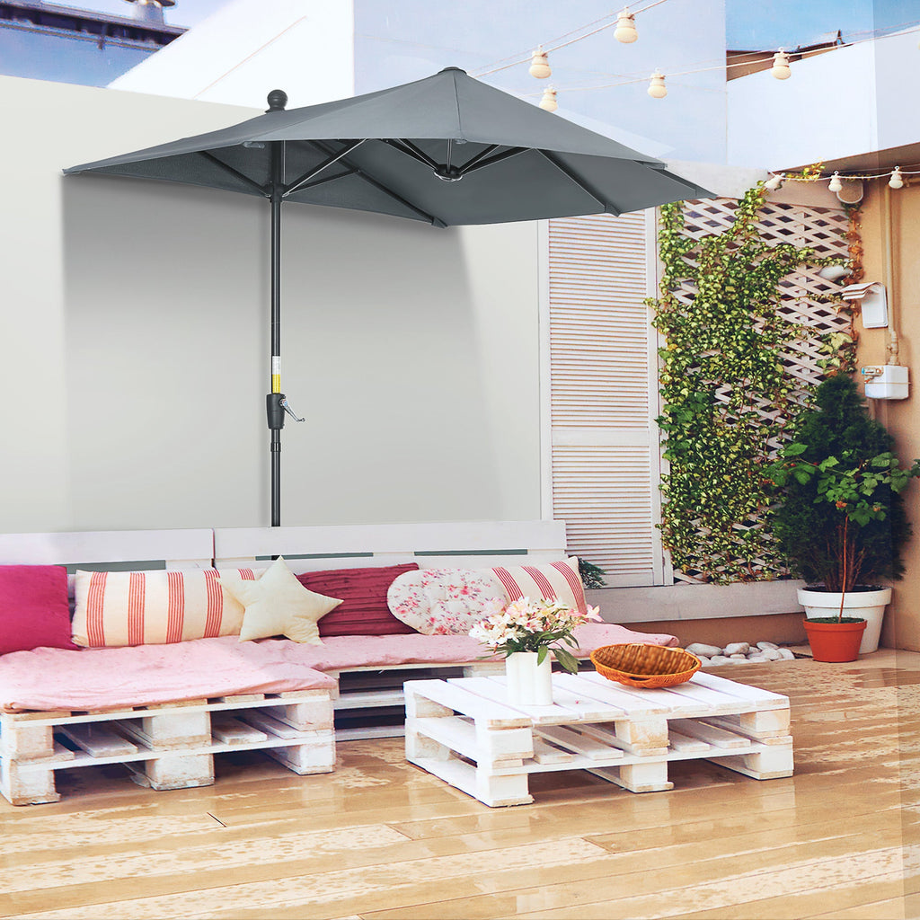 EasyComfort Semicirkelparasol met slinger en UV-kap, 200x190x240 cm