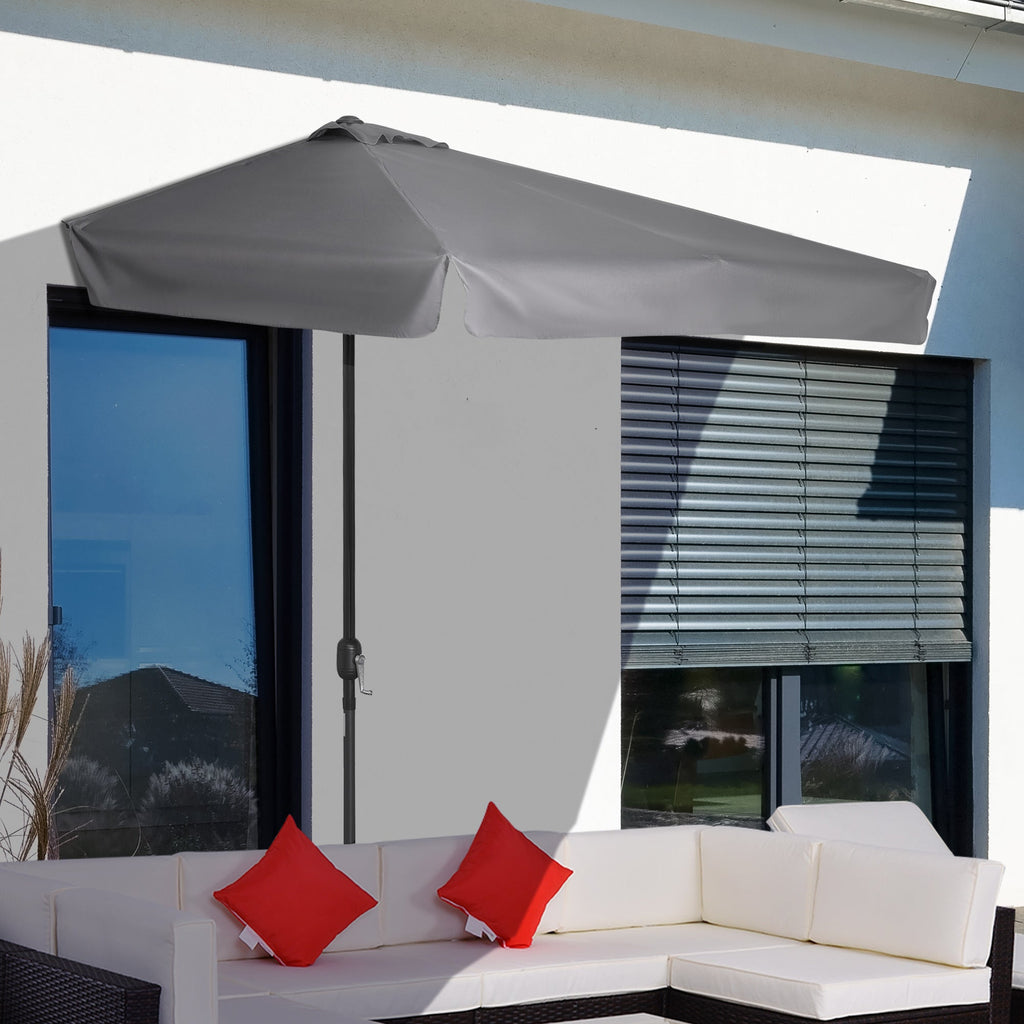 Easycomfort Ombrellone Semicircolare da Parete 2.5x2.3m, with Apertura a Manovella, in Metallo e Poliestere, Grigio