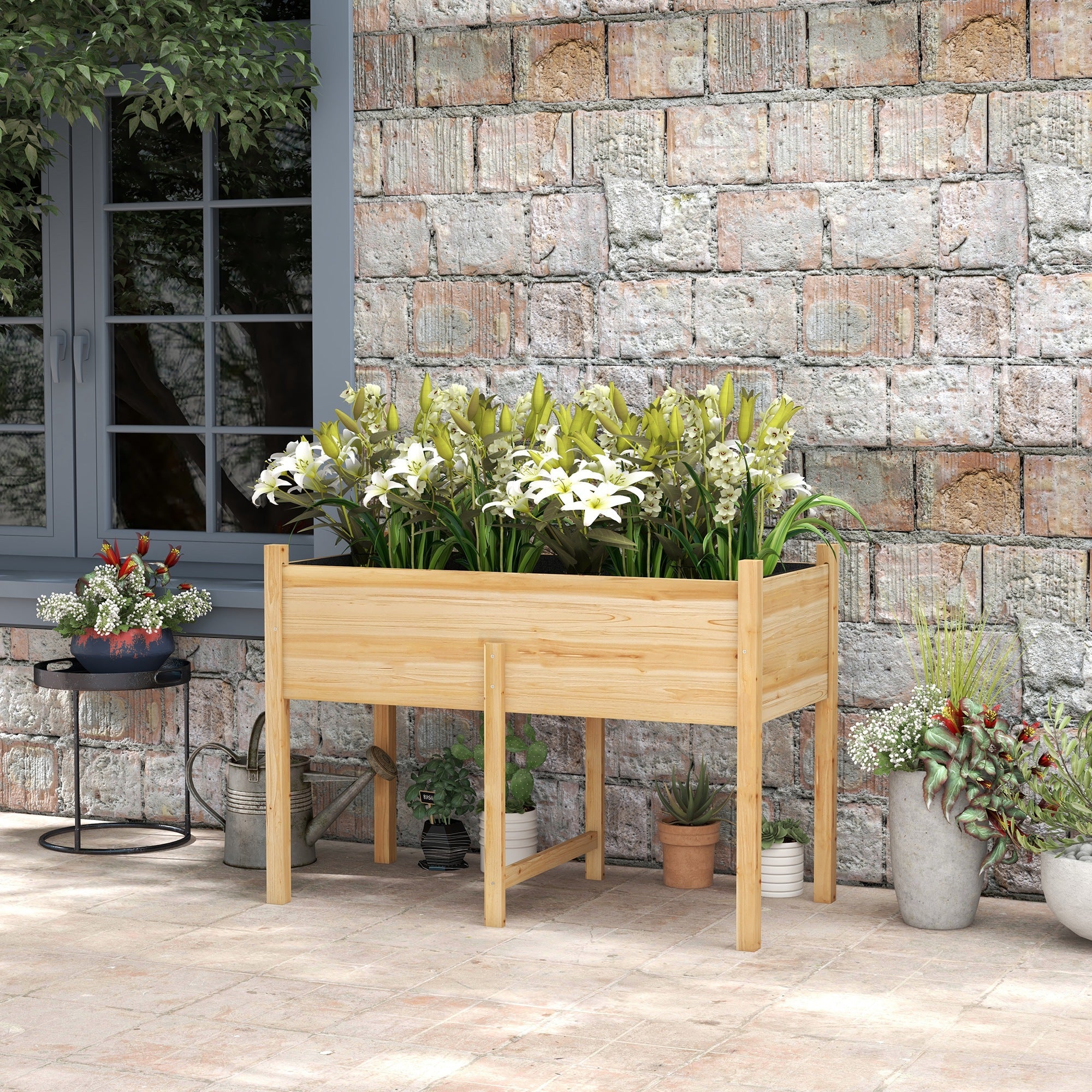 EasyComfort Orto Rialzato with 2 Fori di Drenaggio e Sacca in Tessuto non Tessuto, in Legno di Abete, 115x55x80 cm