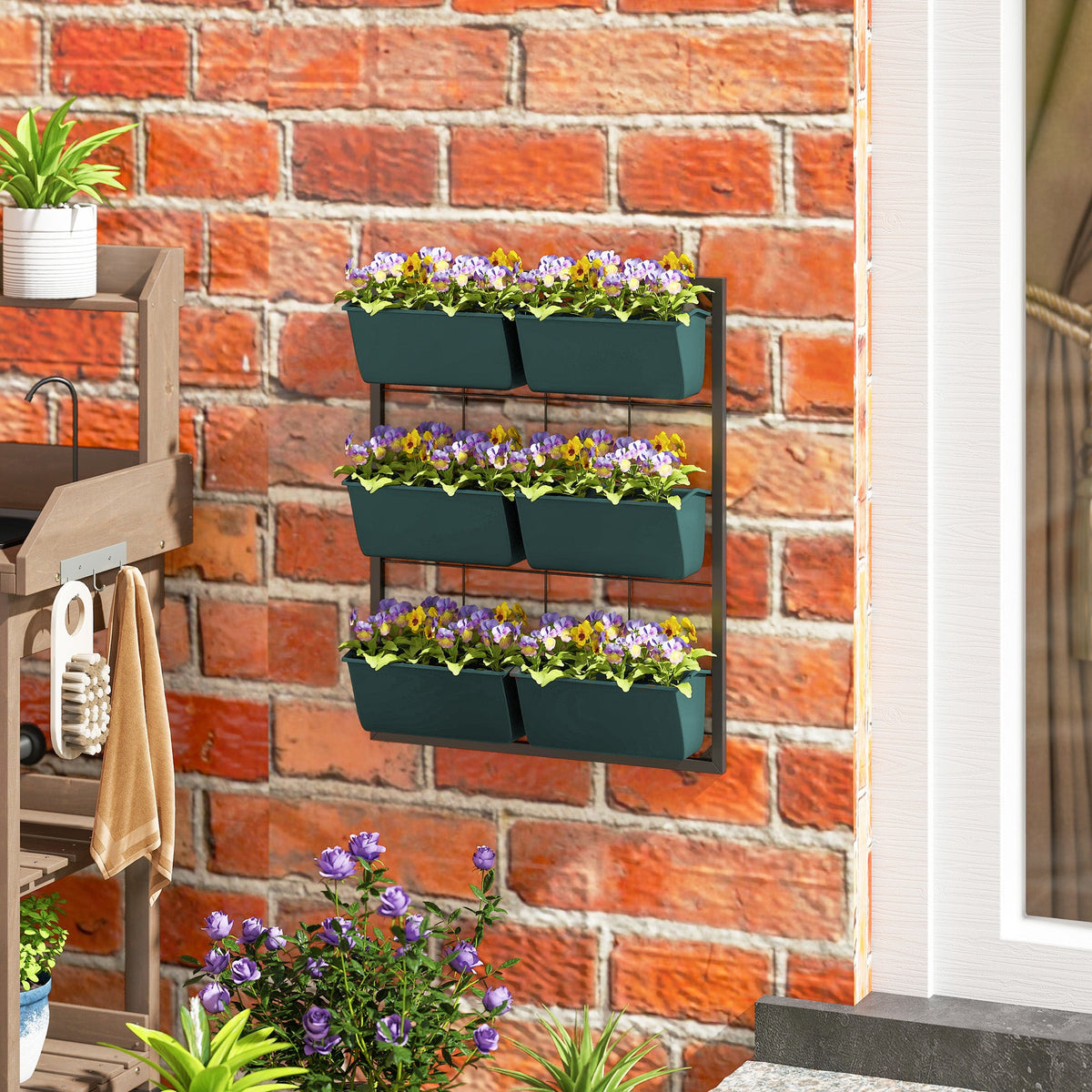 EasyComfort Orto Verticale 3-niveaus bloembak met 6 potten 52x14x66 cm