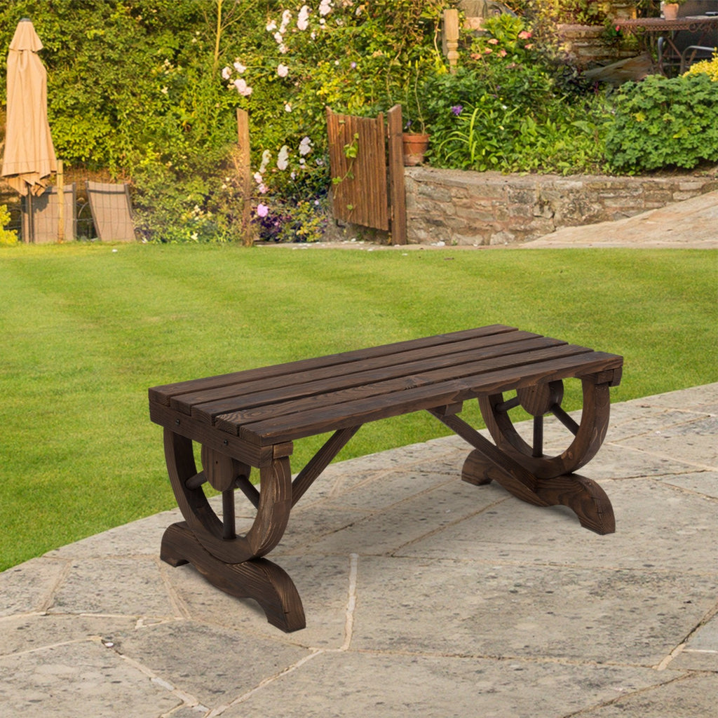 EASYCOMFORT Outdoor Bench for 2 people in Burnt Effect Fir Wood 105x50x53cm