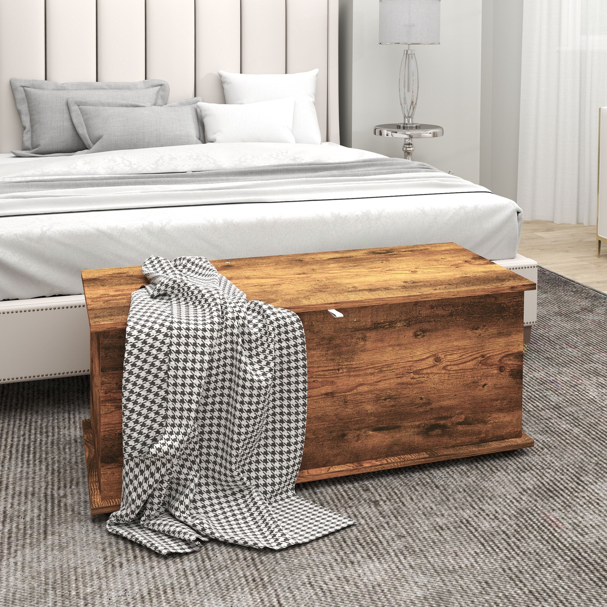 EasyComfort Panca Contenitore Capacità 120 kg per Camera da Letto e Ingresso, in Legno, 100x40x40 cm, Marrone