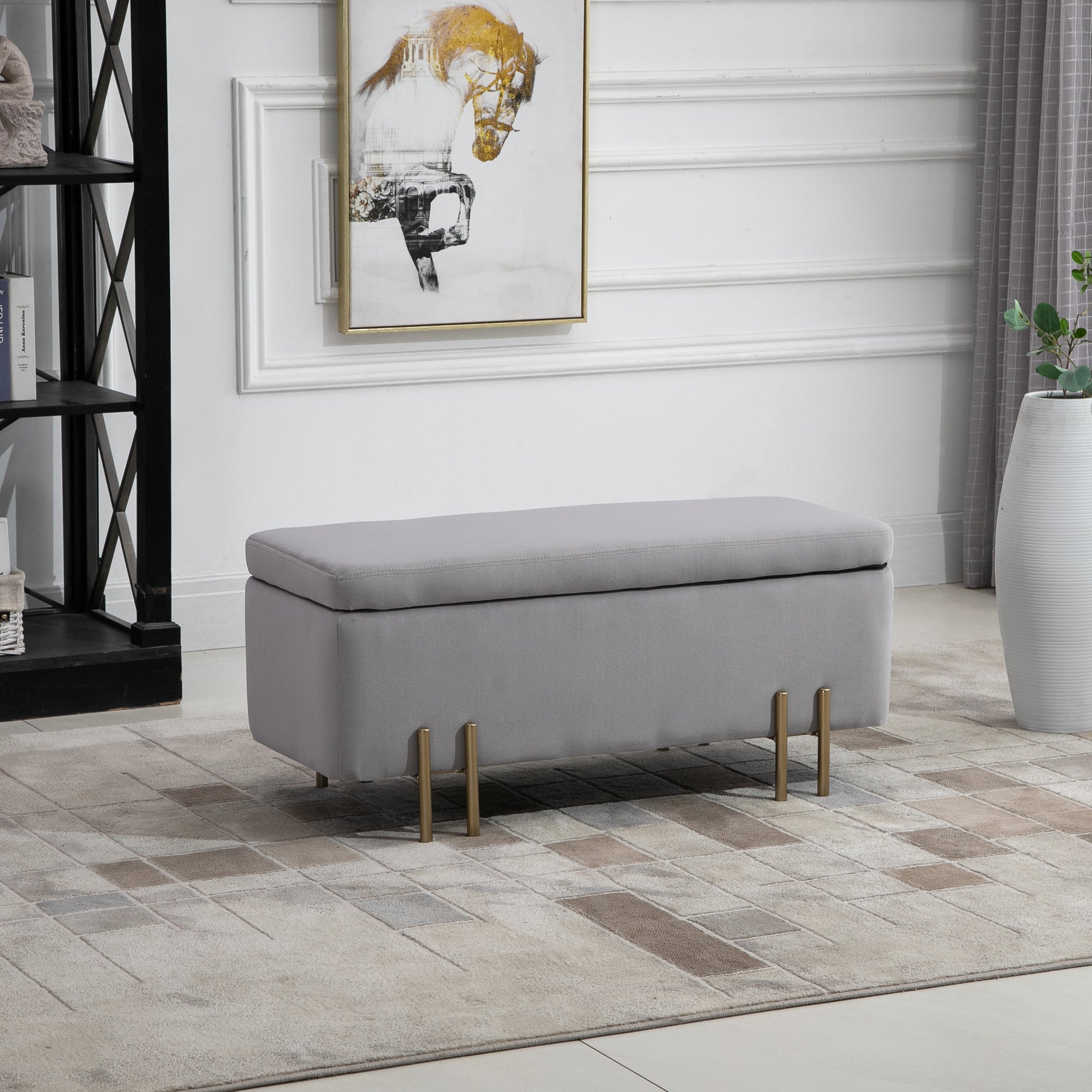 Easycomfort Panca Contenitore Imbottita per Soggiorno e Camera da Letto, 100 x 40 x 42 cm, Grigio