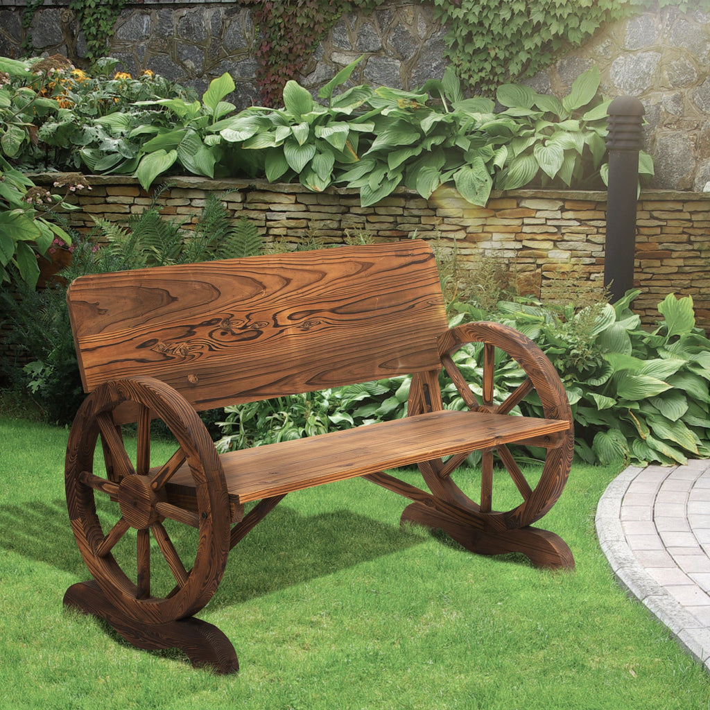 EasyComfort Panca da Giardino 2 Posti with Schienale Alto, in Legno di Abete, 114x58x80 cm, Marrone