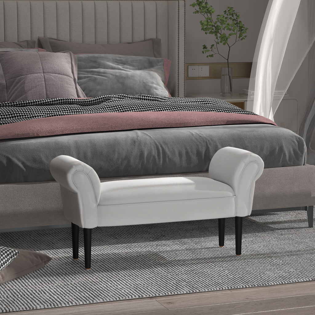 Easycomfort Panca Fondo Letto with Braccioli Arrotolati, Panca Imbottita per Camera da Letto, Grigio, 102x36x51cm