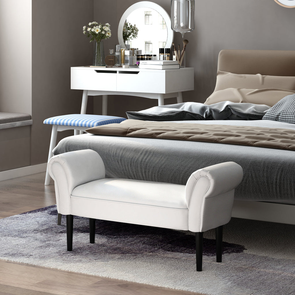 EasyComfort Panca Fondo Letto Imbottita with Braccioli Arrotolati e 4 Piedini, 102x35x51 cm, Grigia