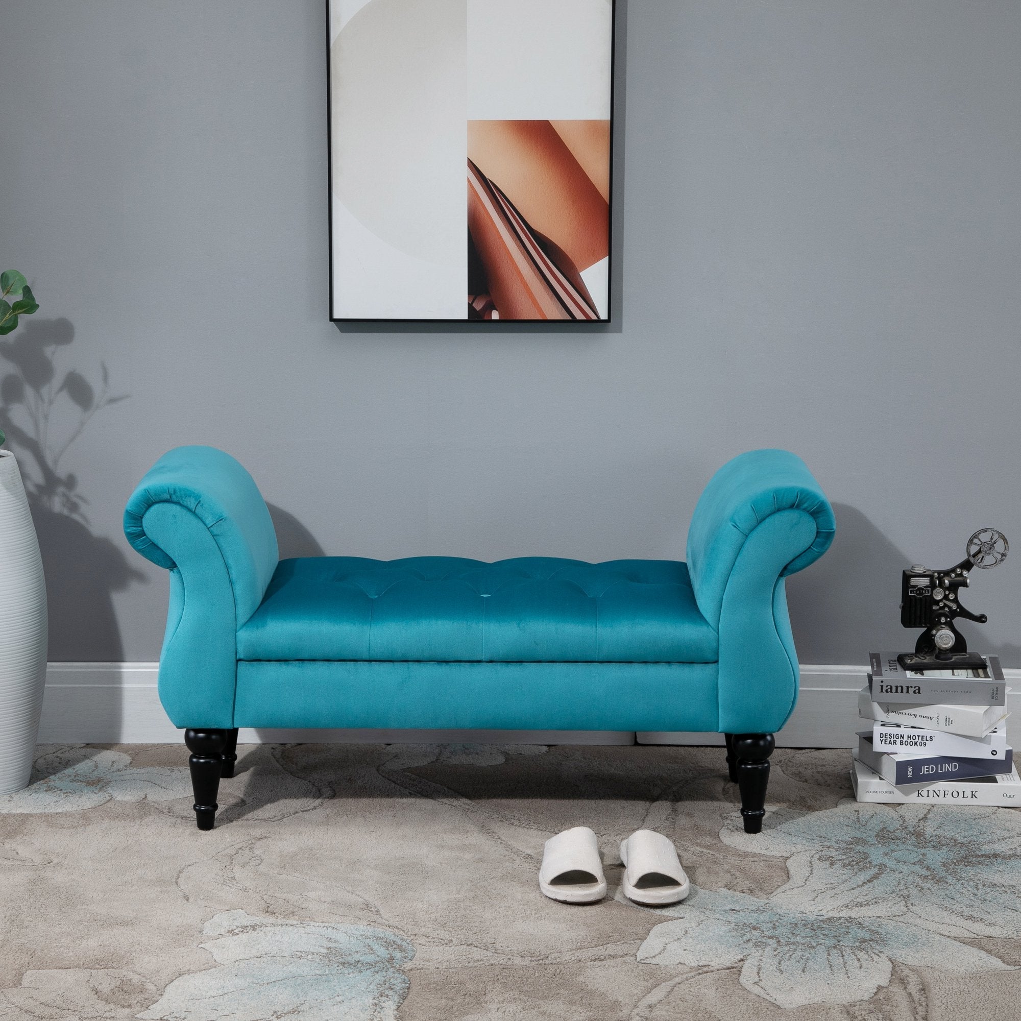 EasyComfort Vintage bankje met Chesterfield-zitting, 117 x 40 x 58 cm