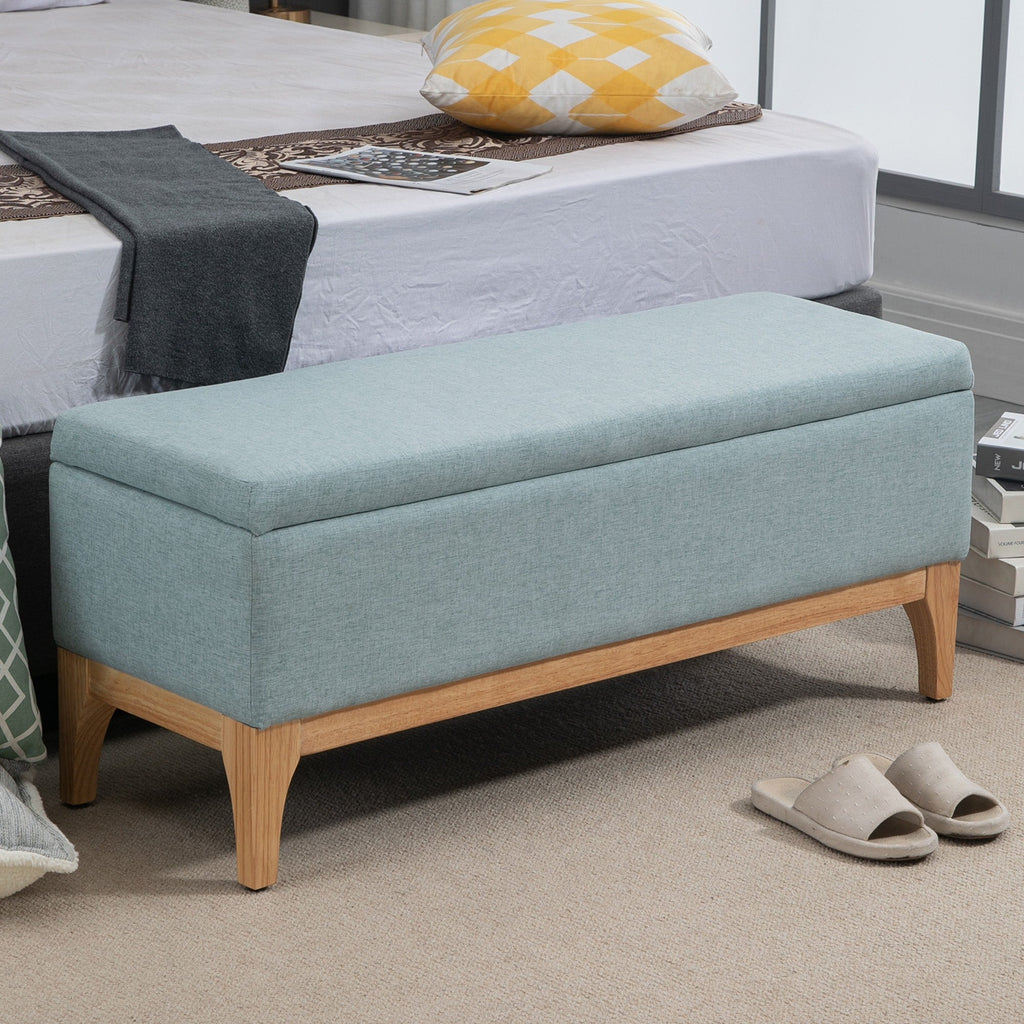 Easycomfort Panca Imbottita Contenitore in Tessuto with Design Scandinavo, 110x39x45Acm - Azzurro