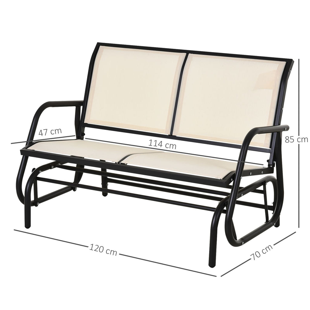 EasyComfort 2-persoons tuinschommelbank, metalen frame, 120x70x85 cm, beige