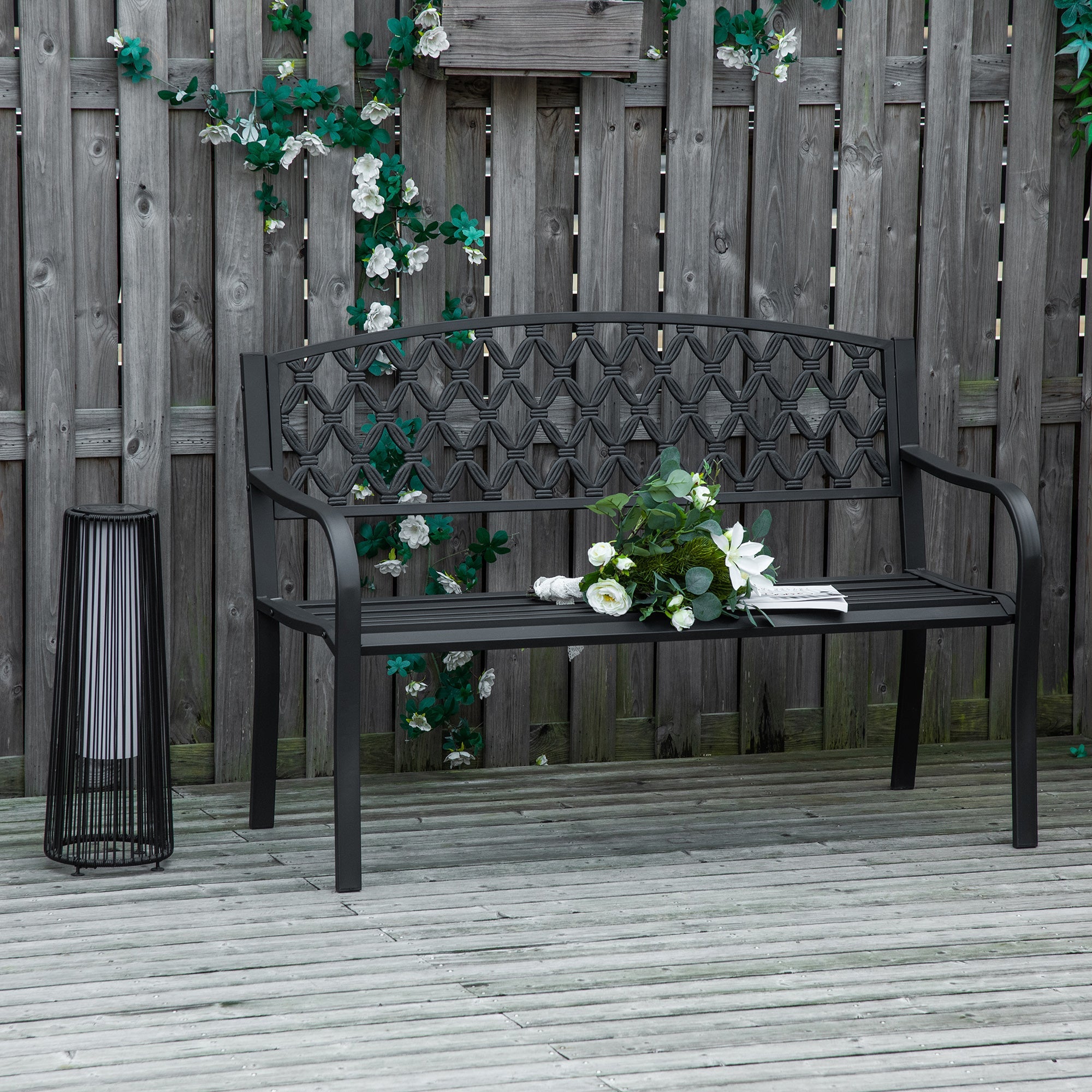 EasyComfort 2-zits tuinbank staal/gietijzer 128x58.5x89 cm