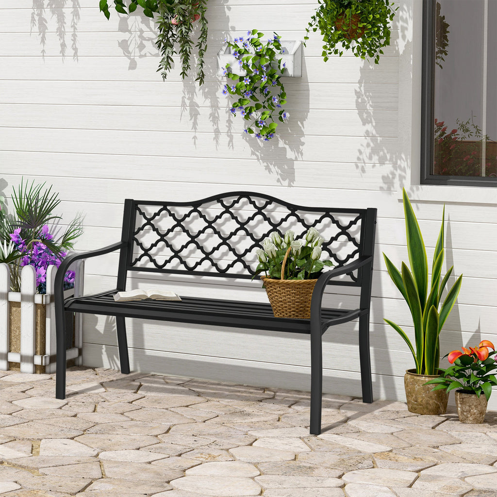 EasyComfort 2-zits tuinbank staal/gietijzer 128x58.5x89 cm zwart