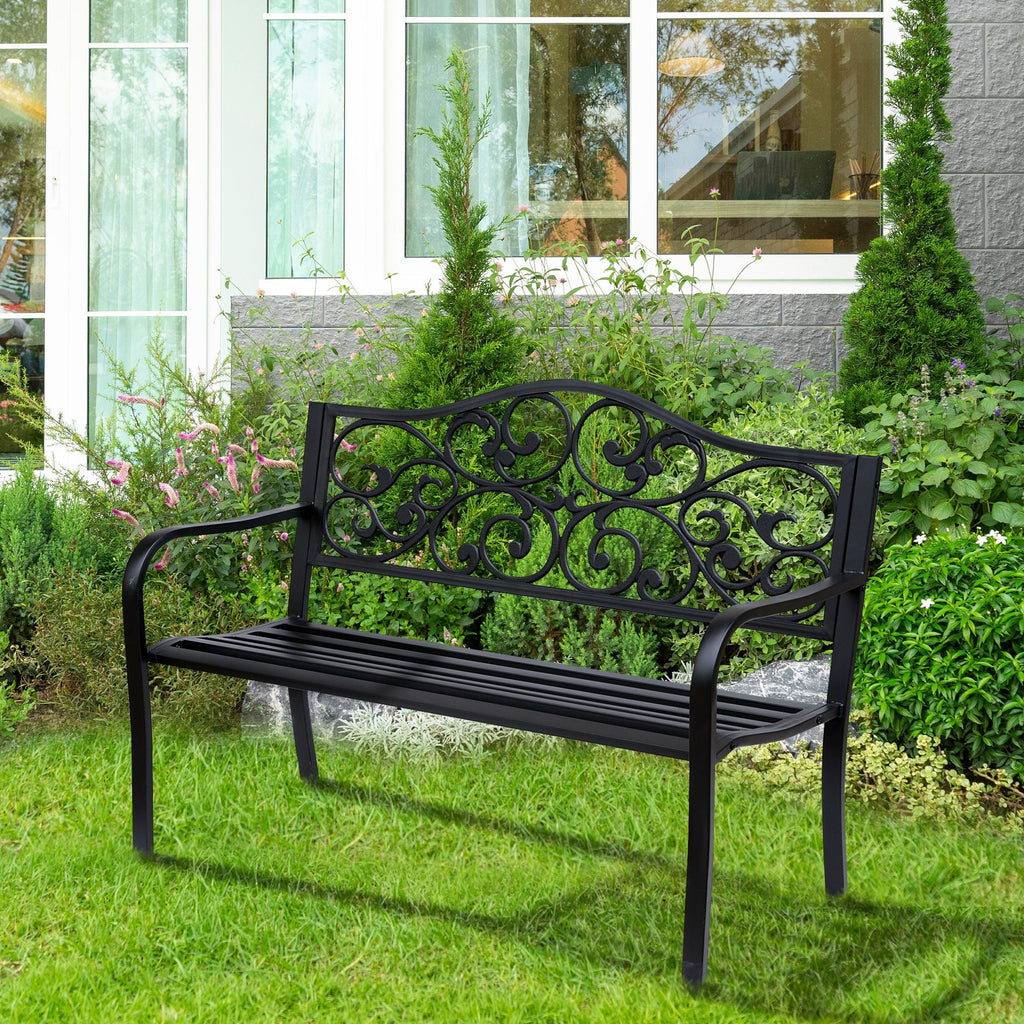 EasyComfort Panchina da Giardino 2-zits tuinbank, 127x60x89 cm, zwart