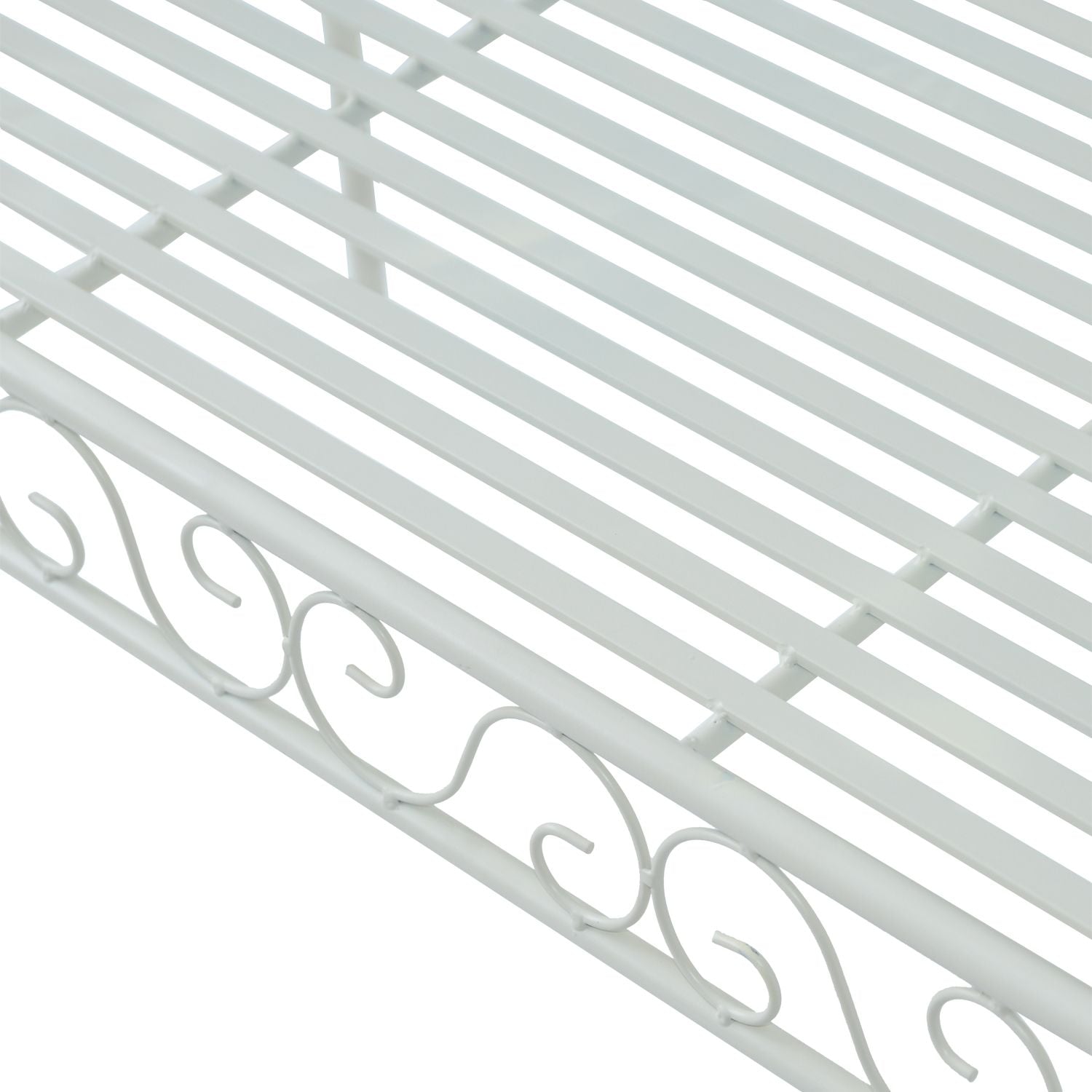EASYCOMFORT Romantic Style Two-Seater Garden Iron Bench, White, 109.5x51x95.5cm