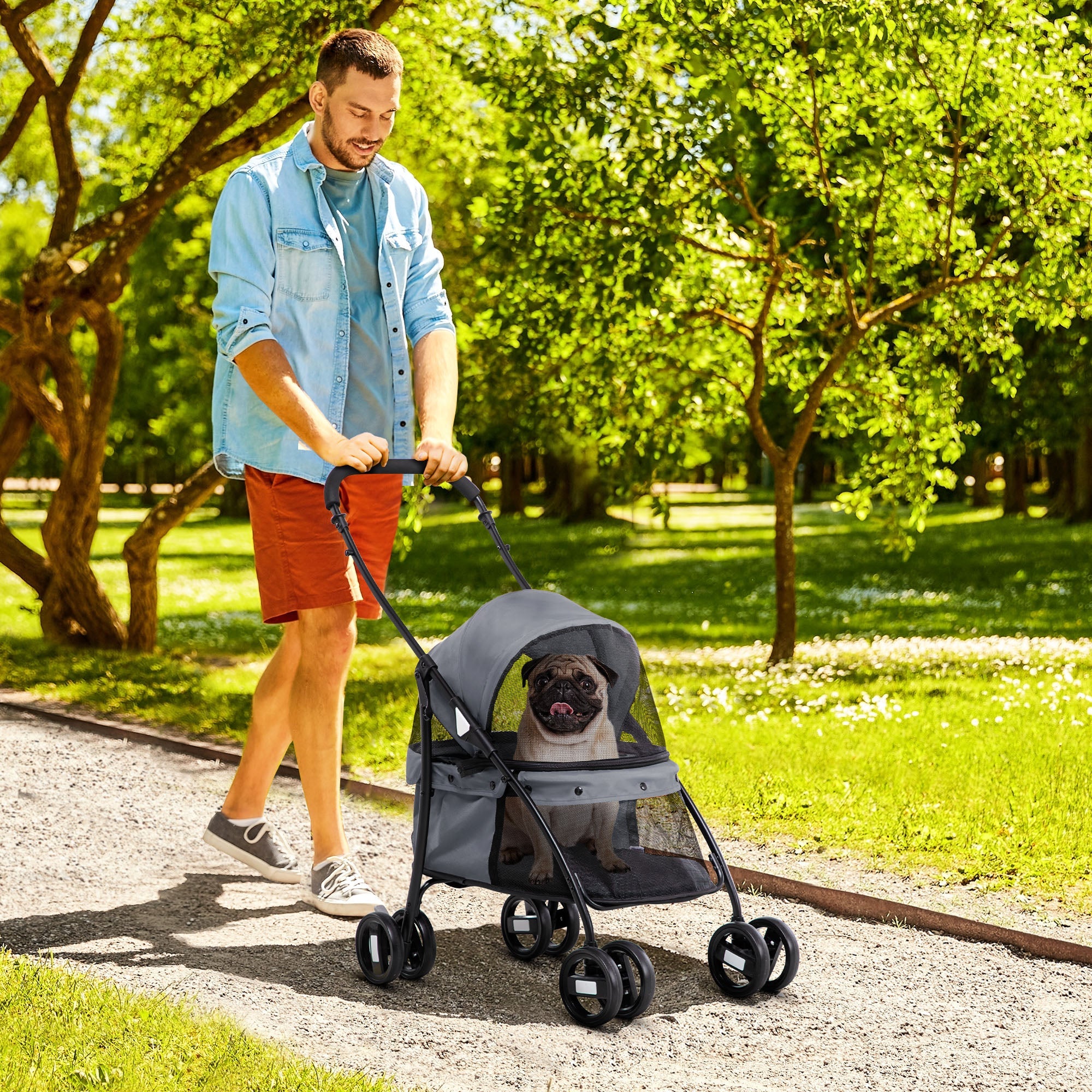 EasyComfort Opvouwbare hondenbuggy met verstelbaar dak 82x47x97 cm