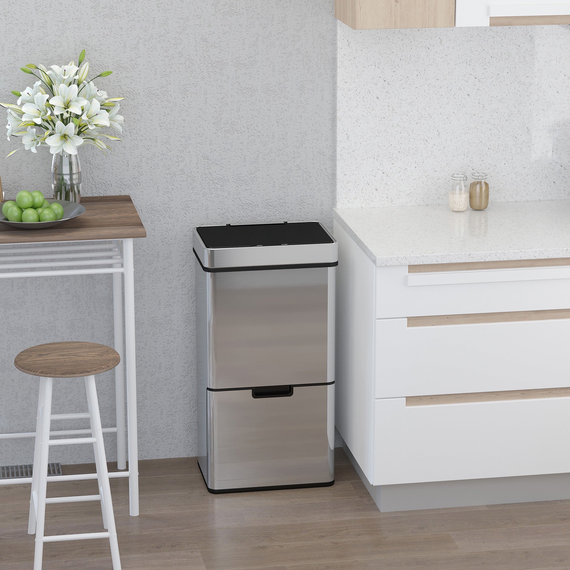 Easycomfort 72L prullenbak met infraroodsensor en 3 compartimenten