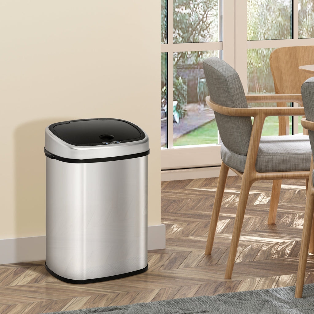 Easycomfort Pattumiera Cestino Bidone with Coperchio a Sensore ad Infrarossi per Cucina Bagno Capacità 58L in Acciaio ABS 40.9 × 28.9 × 68cm