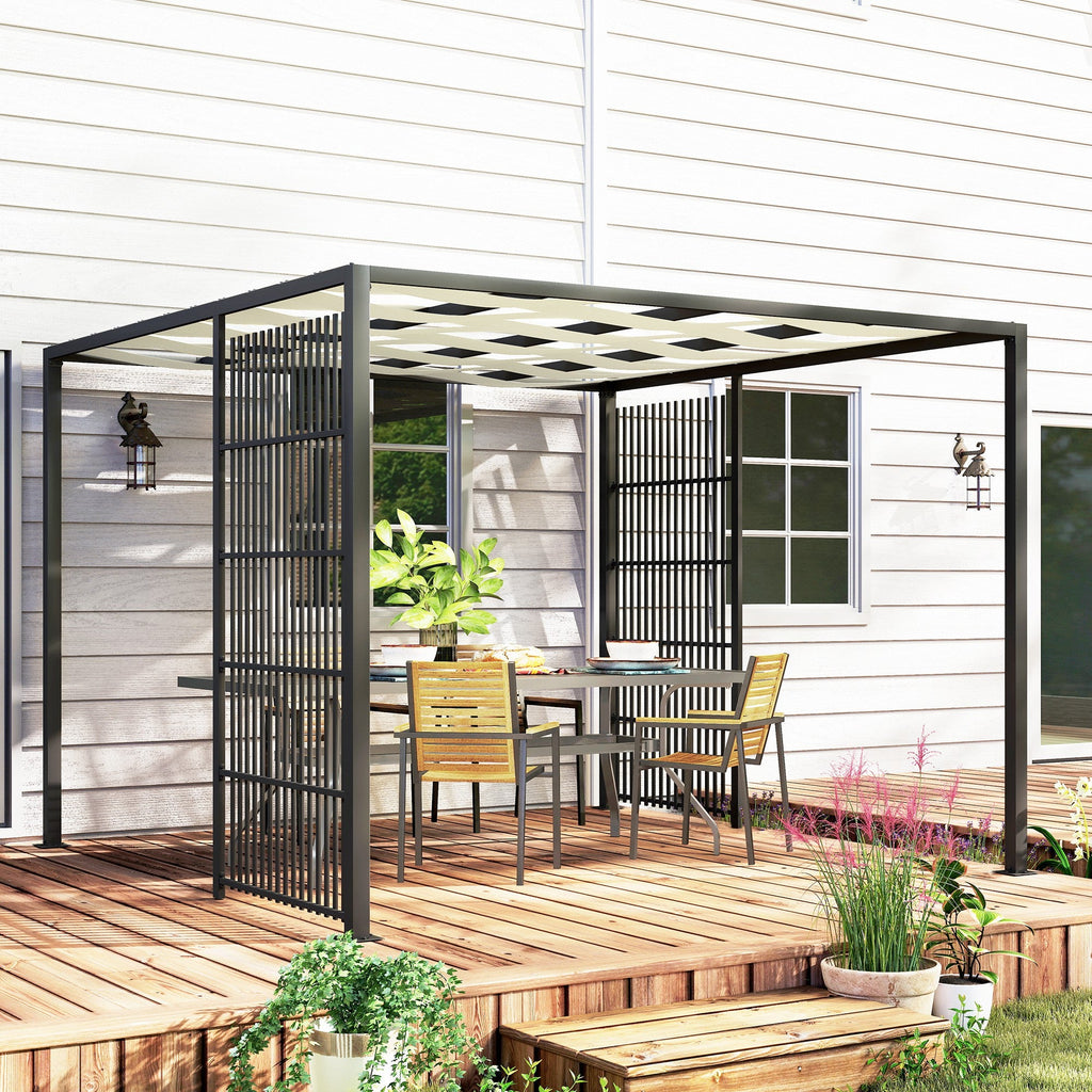 EasyComfort Pergola 3x3 m Gazebo met golvend dak en zijpanelen, zwart